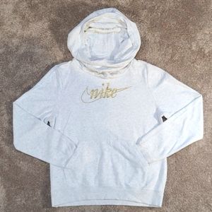 Nike Women's XS Cowl Neck Hoody Glitter Gold Logo